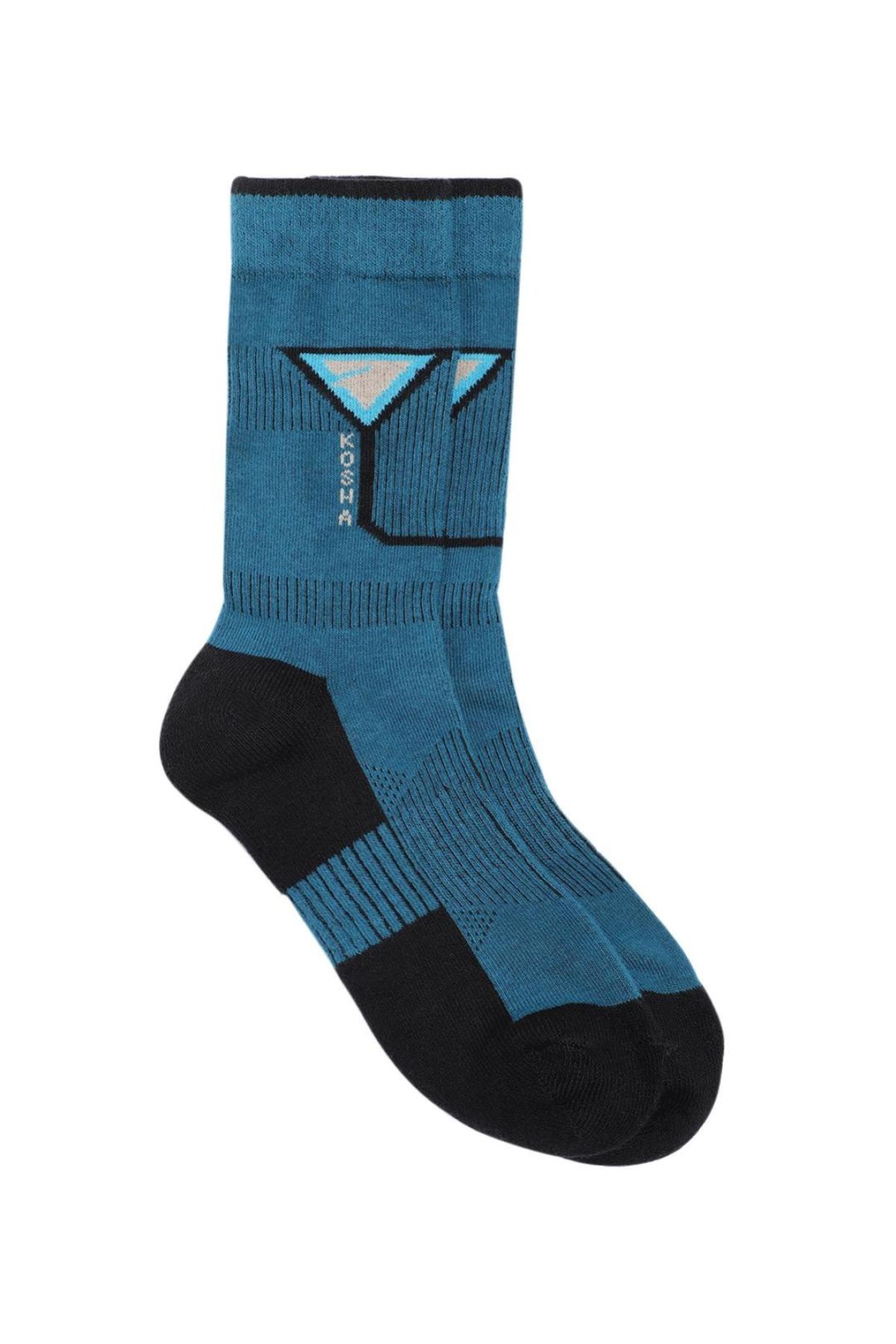 Teal & Black Regular Length Cotton Socks Pack of 2 | Men